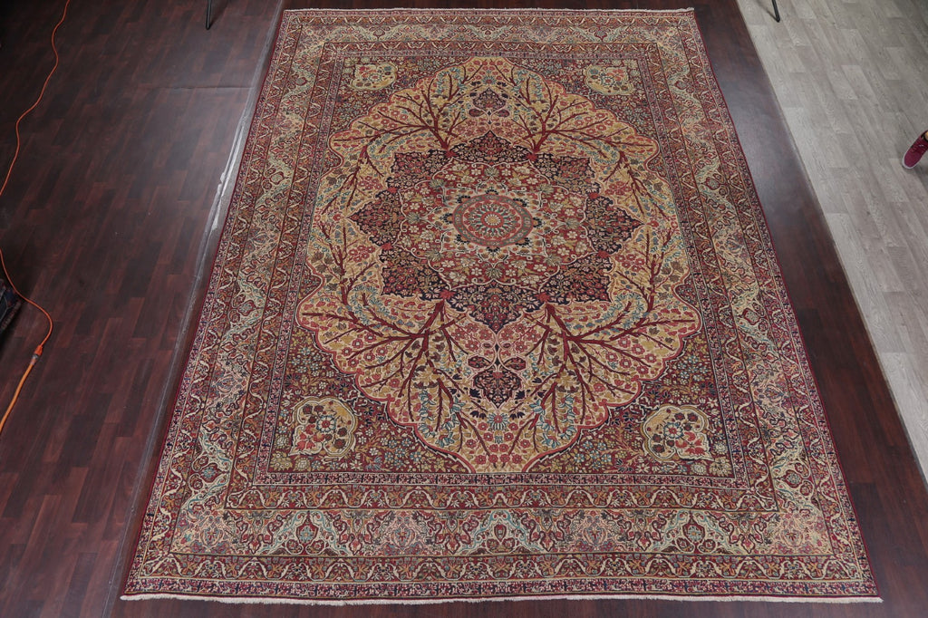 Pre-1900 Antique Kerman Ravar Persian Area Rug 11x14