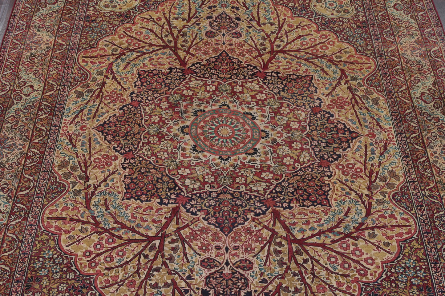 Pre-1900 Antique Kerman Ravar Persian Area Rug 11x14