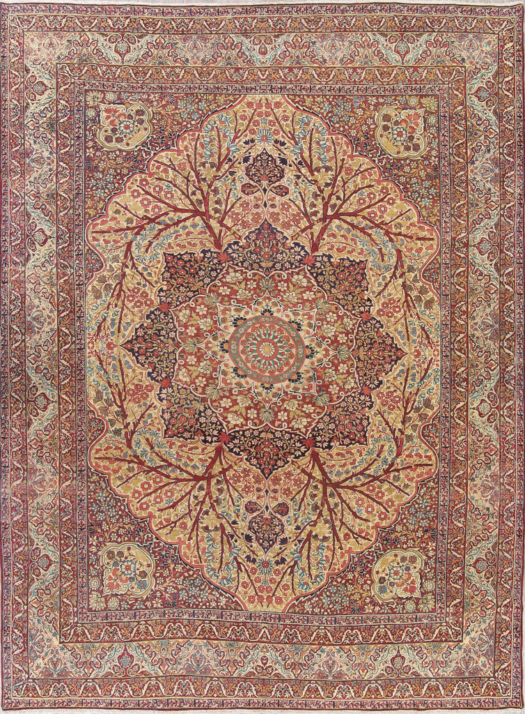 Pre-1900 Antique Kerman Ravar Persian Area Rug 11x14