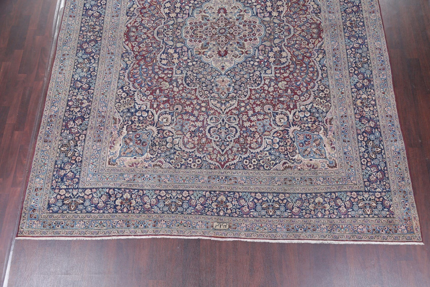 Pre-1900 Antique Floral Mashad Persian Hand-Knotted 10x13 Burgundy Area Rug