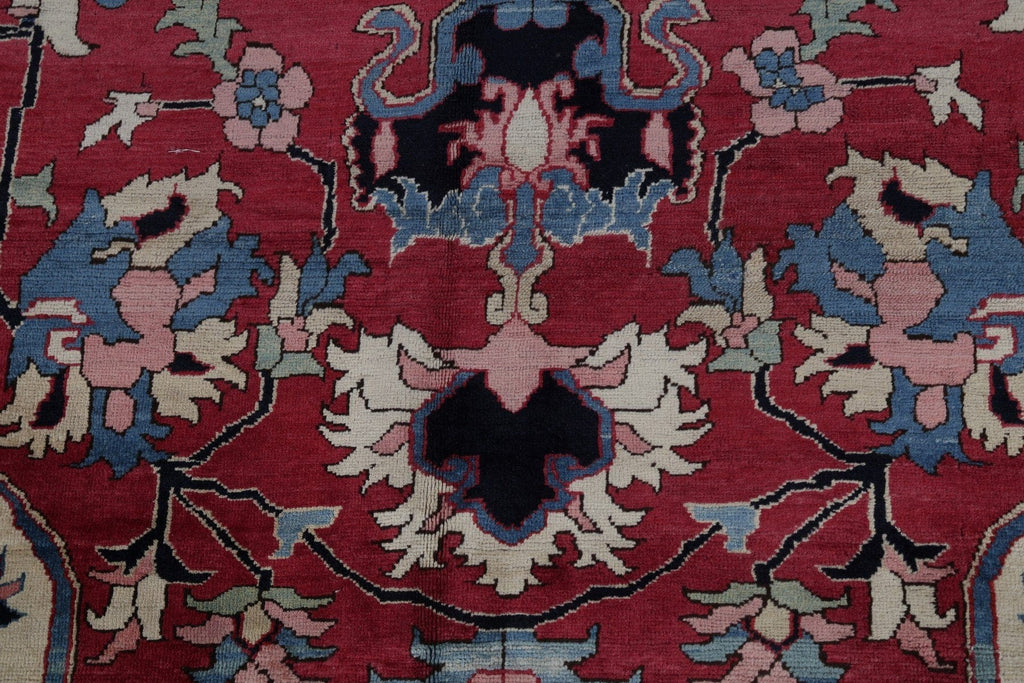 Vegetable Dye Antique Heriz Serapi Persian Hand-Knotted 13x19 Red Wool Rug