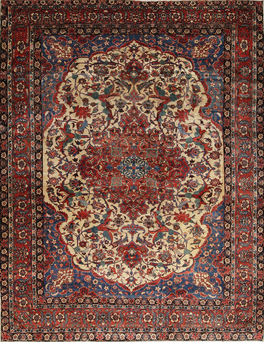 Antique Vegetable Dye Bakhtiari Saman Persian Hand-Knotted 11x15 Area Rug