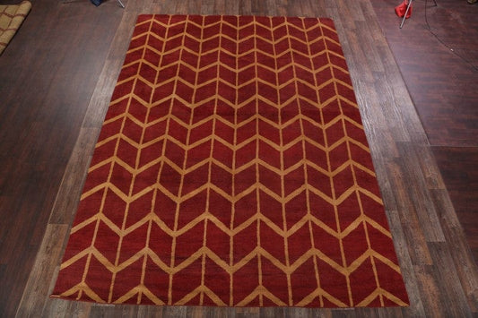 Wool Red/ Gold Moroccan Oriental Area Rug 10x14