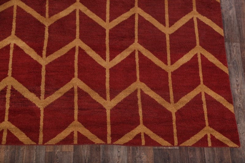 Wool Red/ Gold Moroccan Oriental Area Rug 10x14