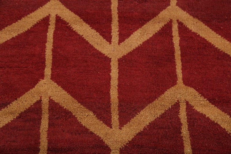 Wool Red/ Gold Moroccan Oriental Area Rug 10x14