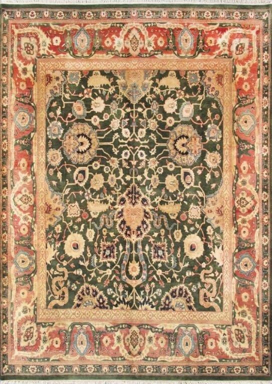 Agra Collection Hand-Knotted Lamb's Wool Area Rug- 9' 2" X 12' 9"