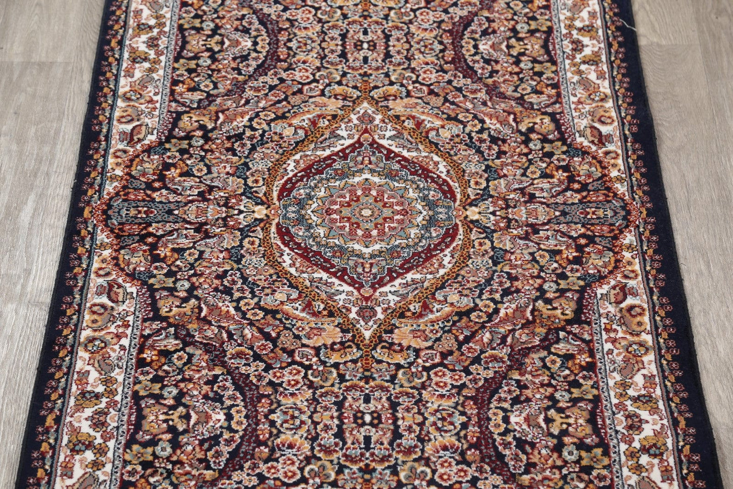 Black Floral Tabriz 3x13 Runner Rug