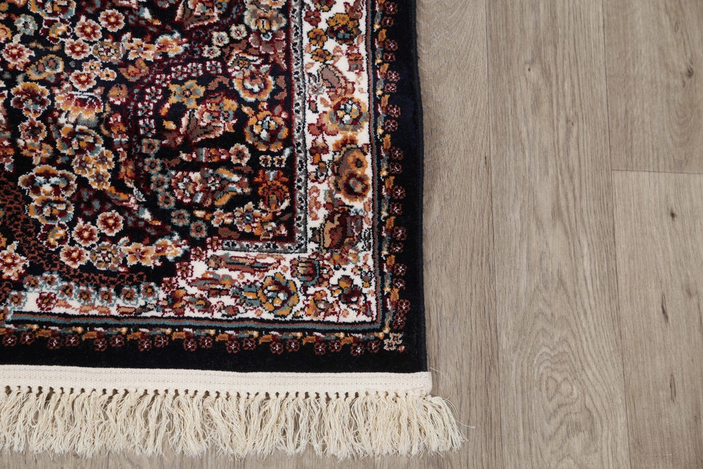 Black Floral Tabriz 3x13 Runner Rug