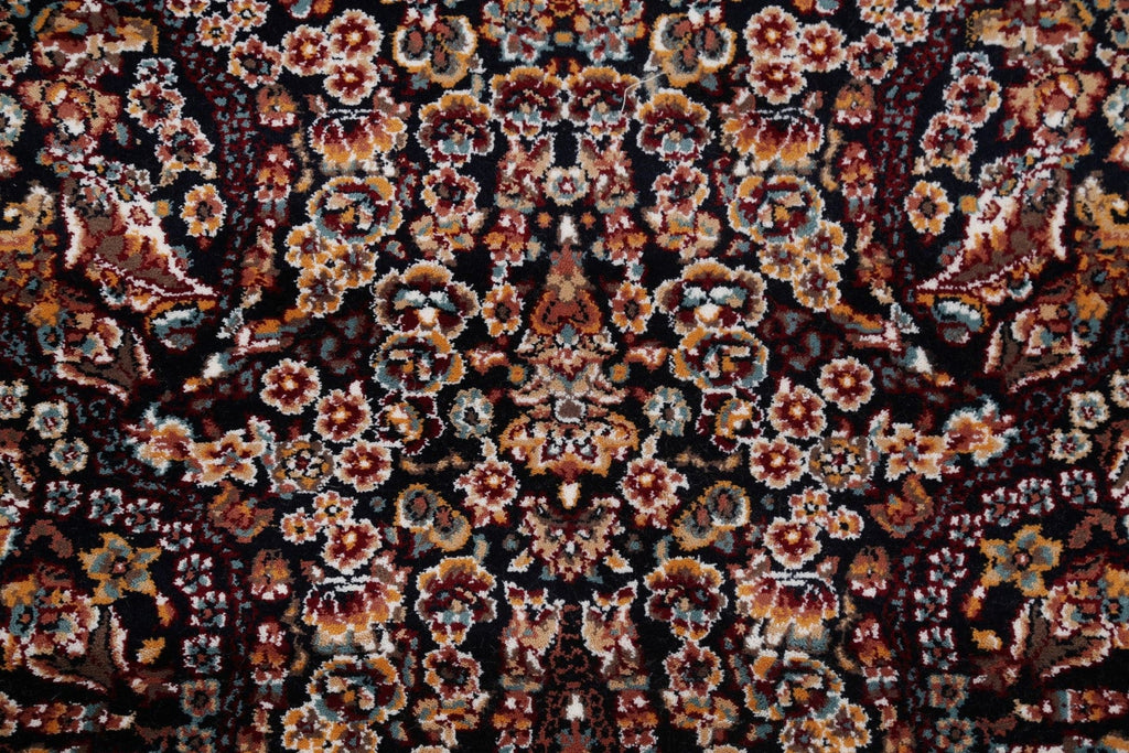 Black Floral Tabriz 3x13 Runner Rug