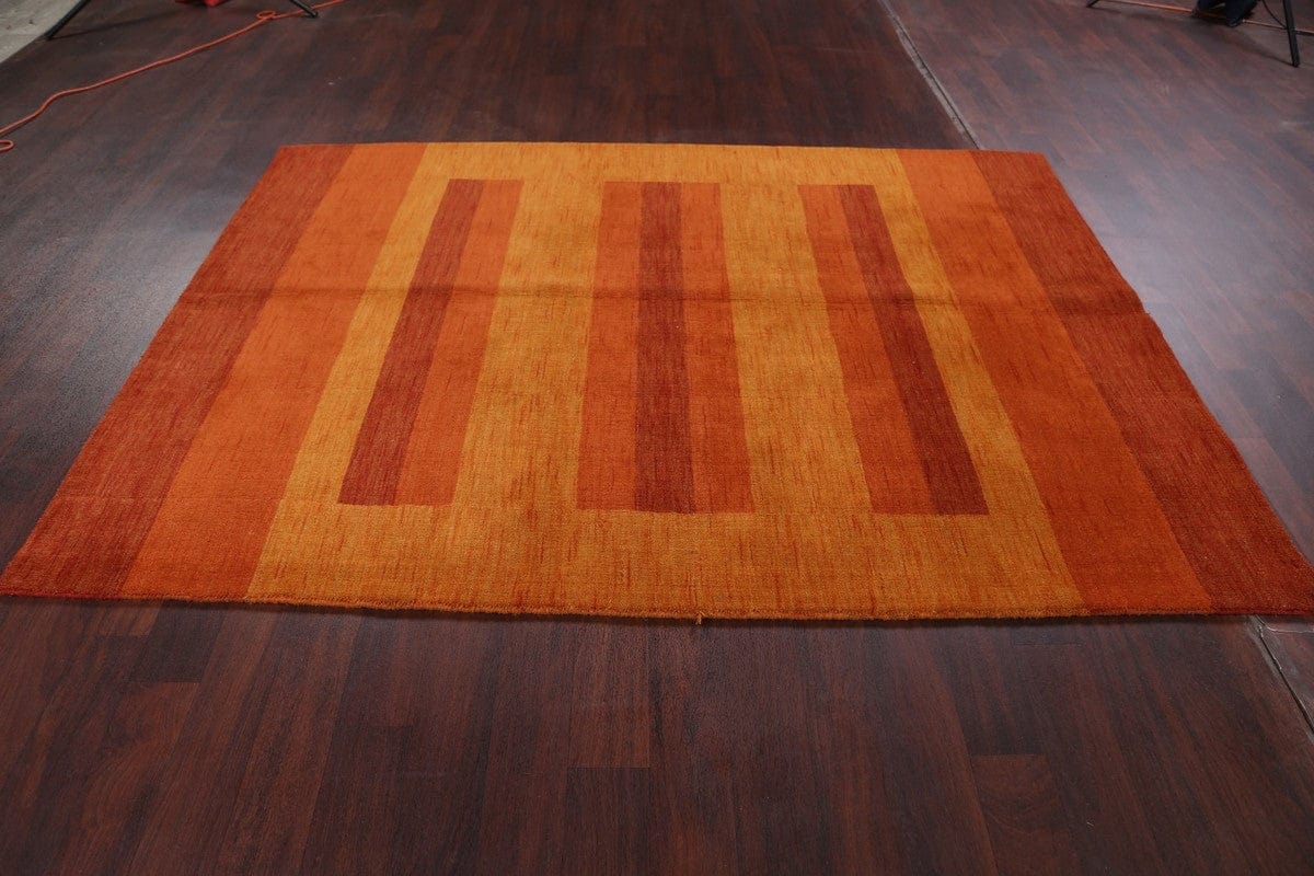 Orange Gabbeh Indian Oriental Area Rug 6x8