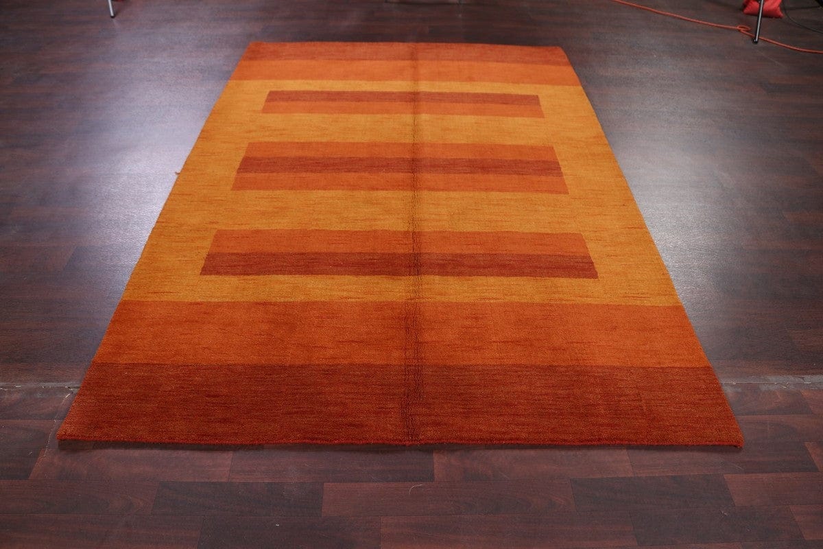 Orange Gabbeh Indian Oriental Area Rug 6x8