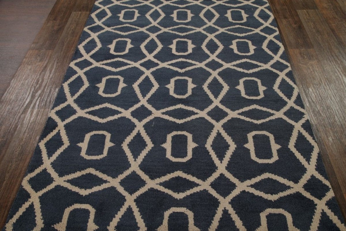 Charcoal Geometric Circled Moroccan Oriental Area Rug 5x8