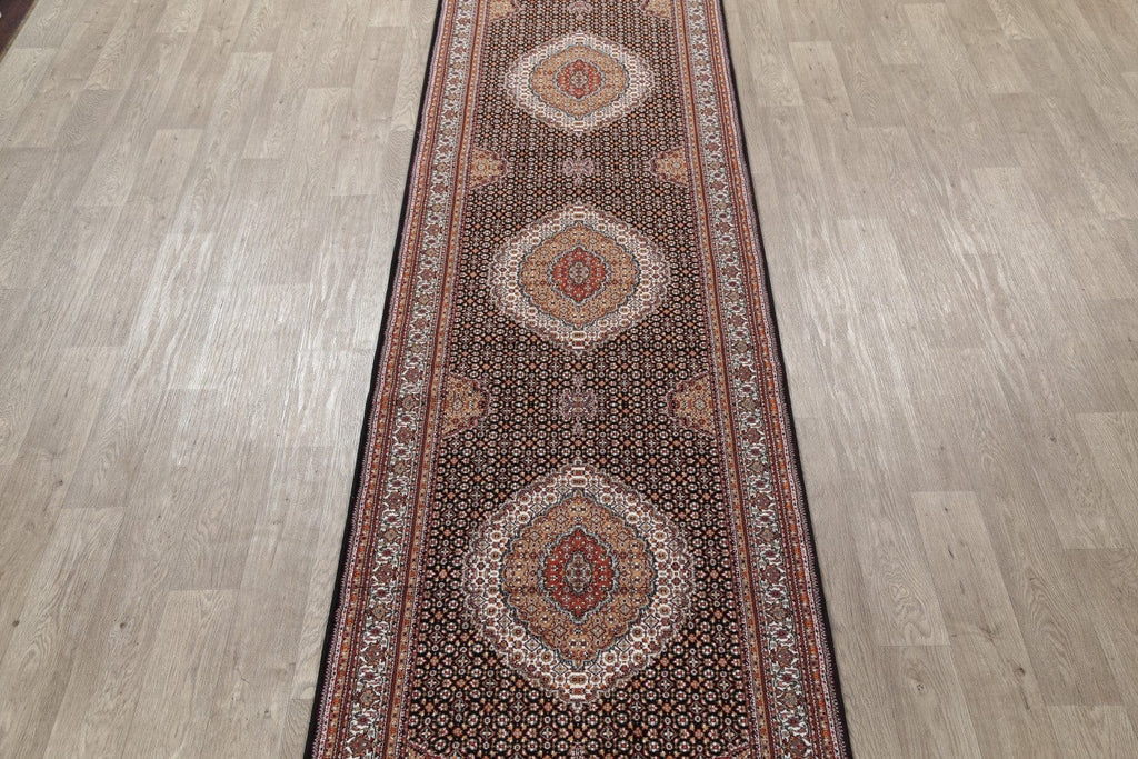 Black Geometric Bidjar Turkish Oriental 3x13 Runner Rug