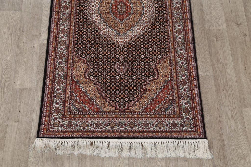 Black Geometric Bidjar Turkish Oriental 3x13 Runner Rug