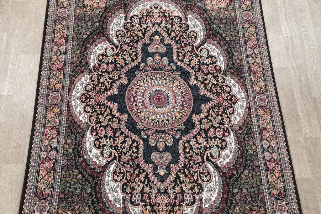 Black Floral Tabriz Turkish Oriental 7x10 Area Rug