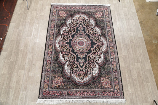 Black Floral Tabriz Turkish Oriental 7x10 Area Rug