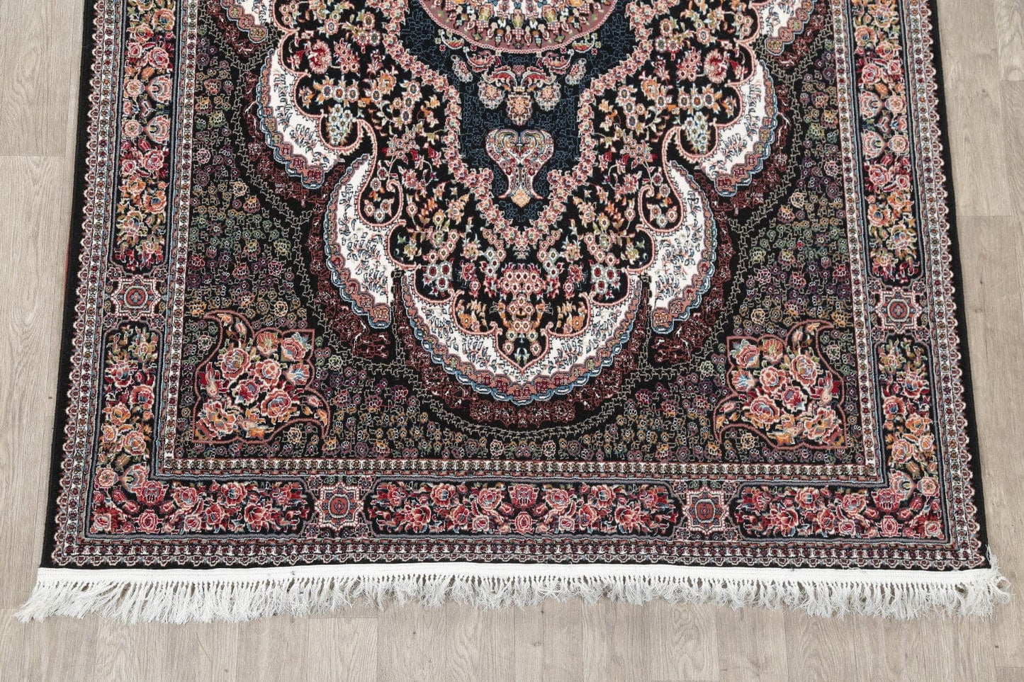 Black Floral Tabriz Turkish Oriental 7x10 Area Rug