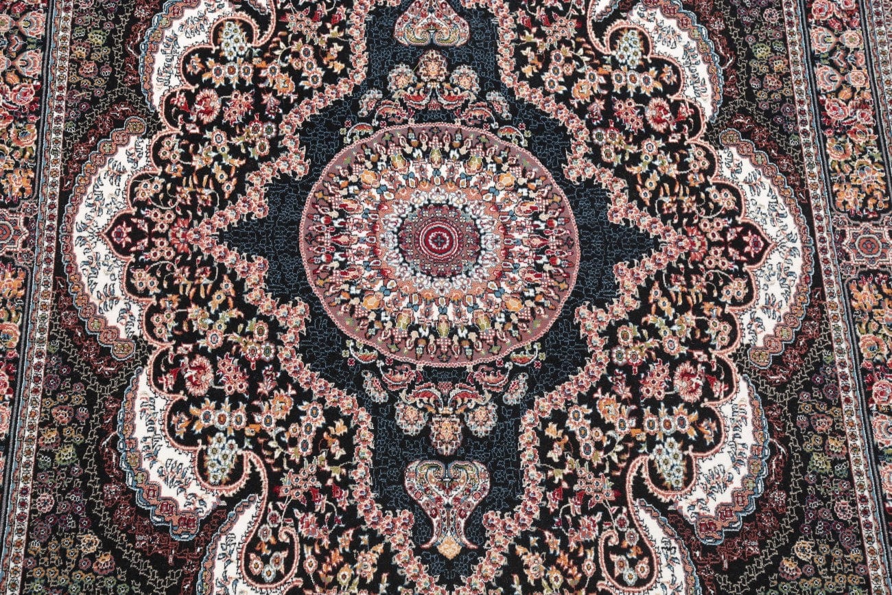 Black Floral Tabriz Turkish Oriental 7x10 Area Rug