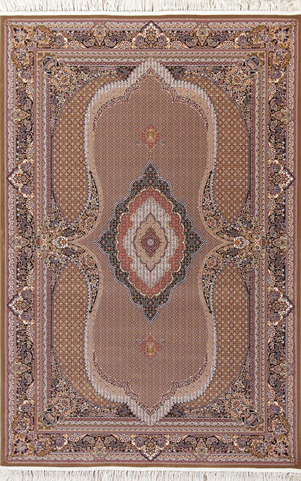 Brown Geometric Tabriz Mahi Turkish Oriental 7x10 Area Rug