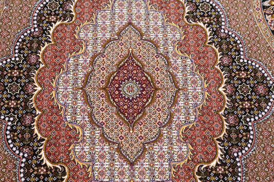 Brown Geometric Tabriz Mahi Turkish Oriental 7x10 Area Rug