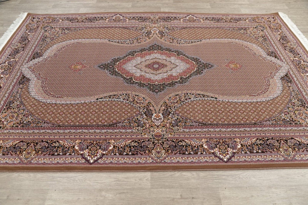 Brown Geometric Tabriz Mahi Turkish Oriental 7x10 Area Rug