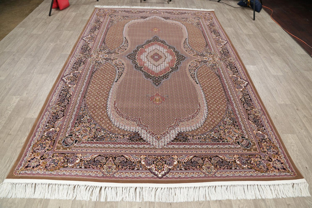 Brown Geometric Tabriz Mahi Turkish Oriental 7x10 Area Rug