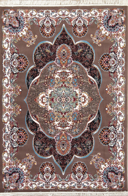 Brown Geometric Medallion Tabriz Persian 7x10 Area Rug