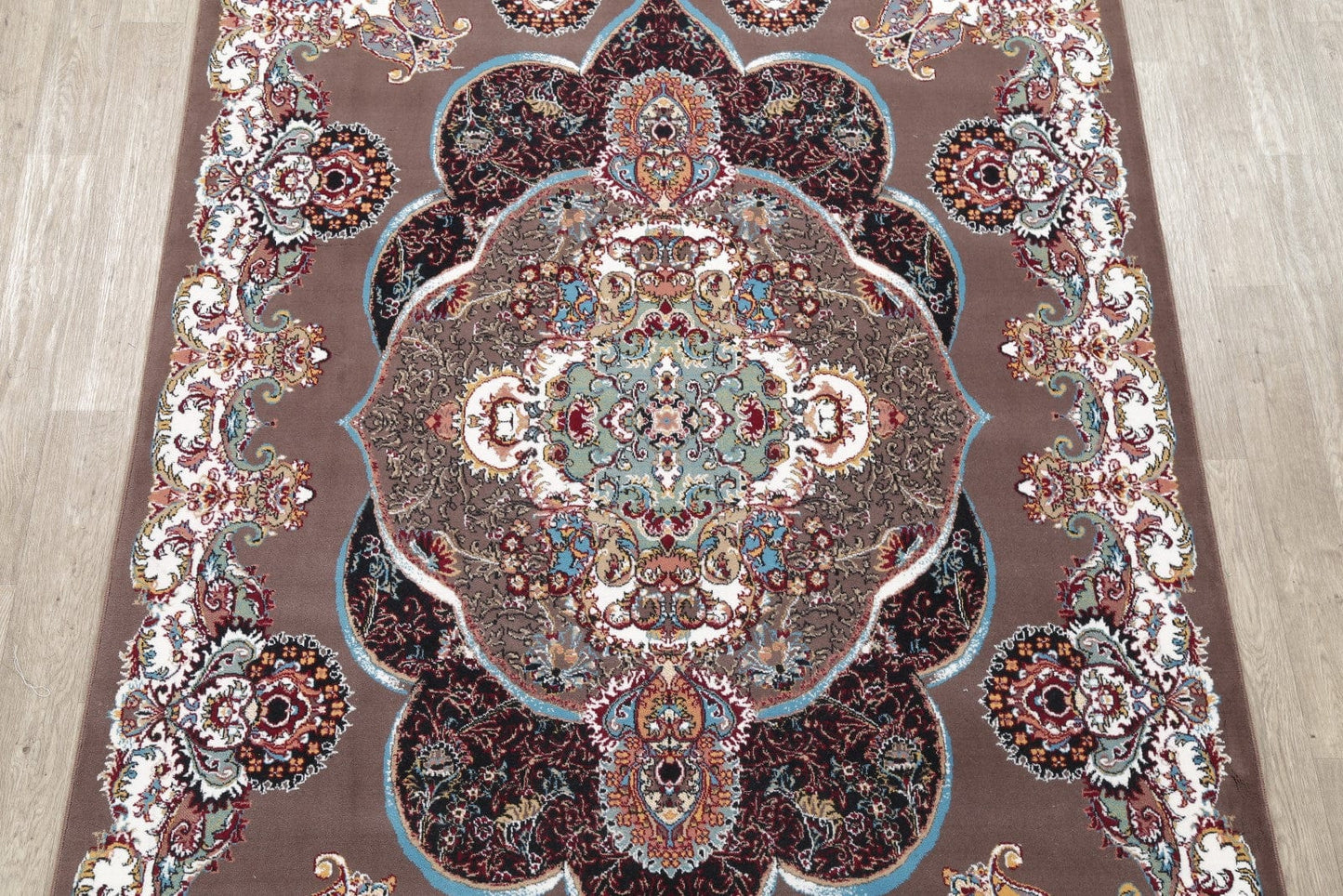 Brown Geometric Medallion Tabriz Persian 7x10 Area Rug