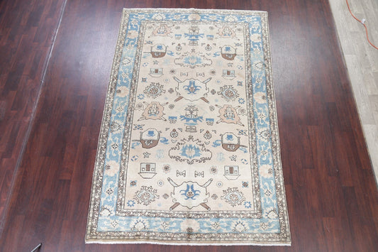One of a Kind All-Over Heriz Serapi Persian Hand-Knotted 6x10 Wool Area Rug