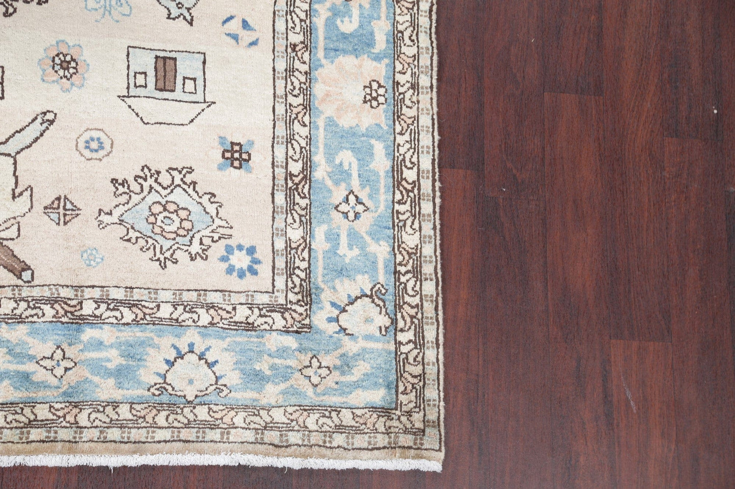 One of a Kind All-Over Heriz Serapi Persian Hand-Knotted 6x10 Wool Area Rug