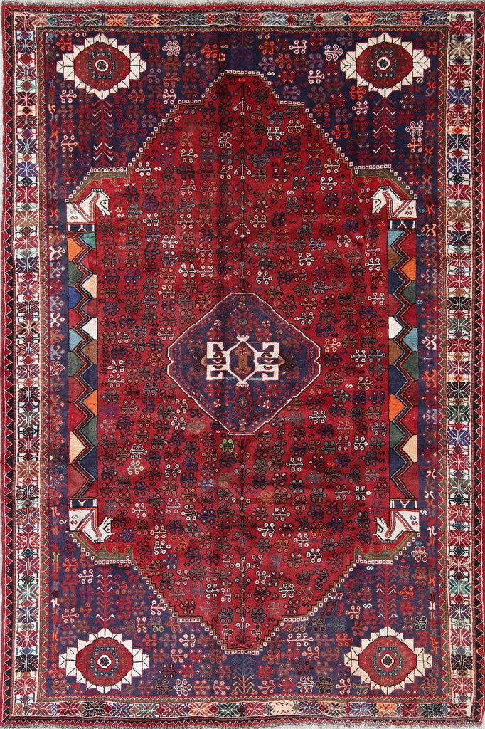 One-of-a-Kind Tribal Geometric Kashkoli Persian Hand-Knotted 7x10 Wool Area Rug