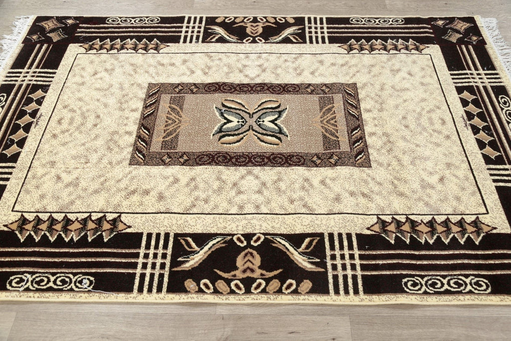 Ivory Geometric Modern Turkish Oriental 5x7 Area Rug