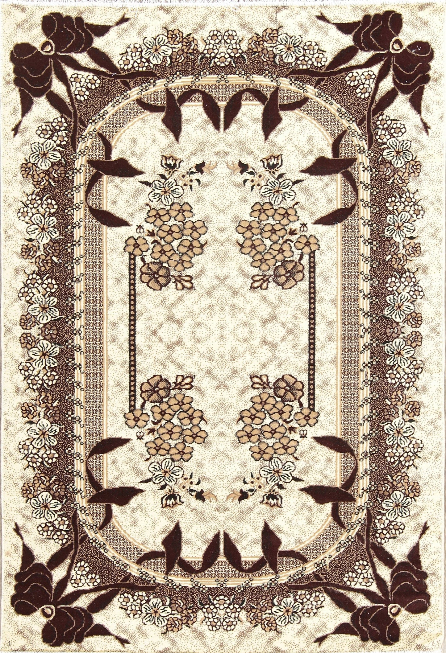 Floral Ivory Modern Turkish Oriental 5x7 Area Rug