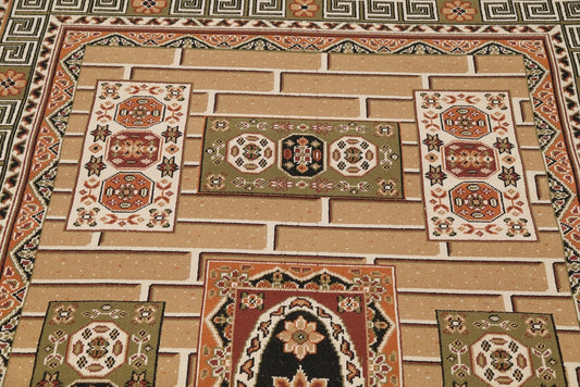 Brown Geometric Kilim Shiraz Turkish Oriental 5x7 Area Rug