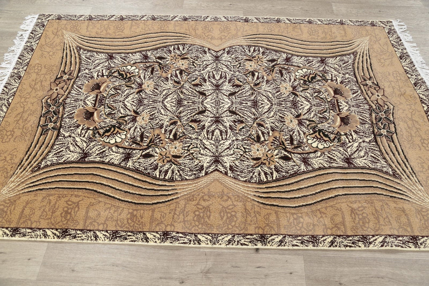 Floral Ivory Modern Turkish Oriental 5x7 Area Rug