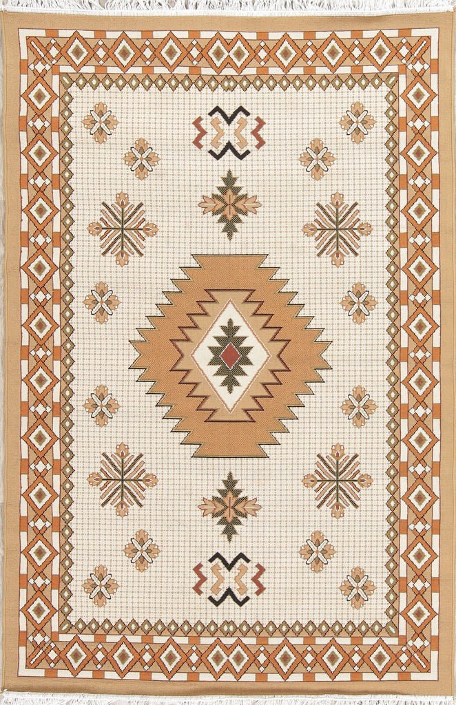 Beige Geometric Kilim Shiraz Turkish Oriental 5x7 Area Rug