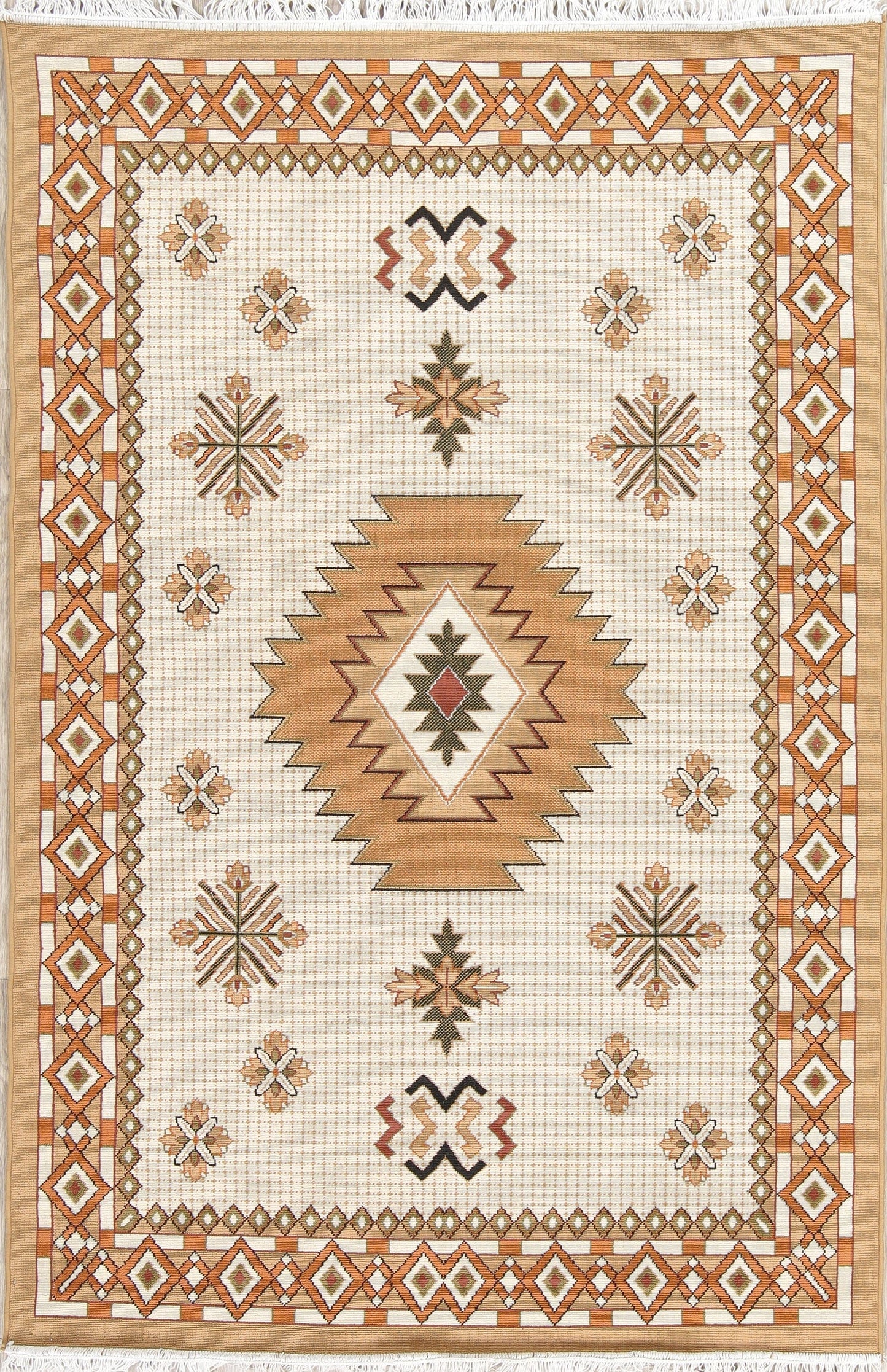 Beige Geometric Kilim Shiraz Turkish Oriental 5x7 Area Rug