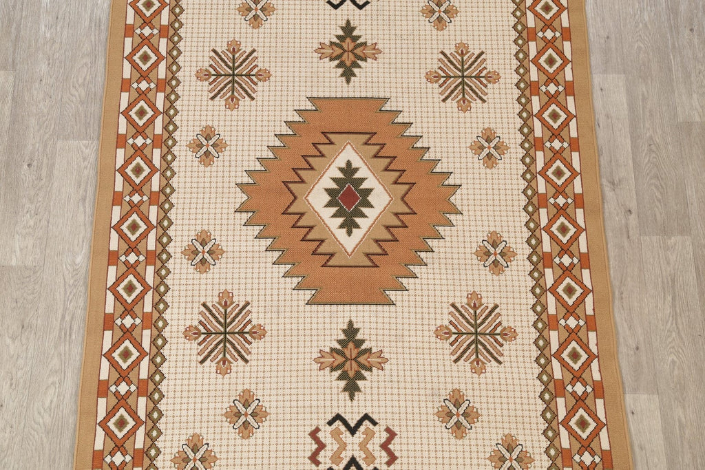 Beige Geometric Kilim Shiraz Turkish Oriental 5x7 Area Rug