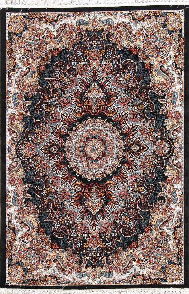 Floral Black Hereke Turkish Oriental 5x7 Area Rug