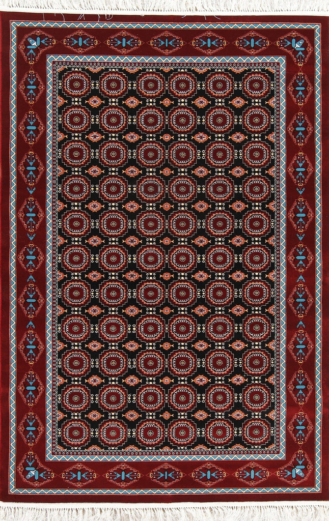 All-Over Black Geometric Hereke Turkish Oriental 5x7 Area Rug