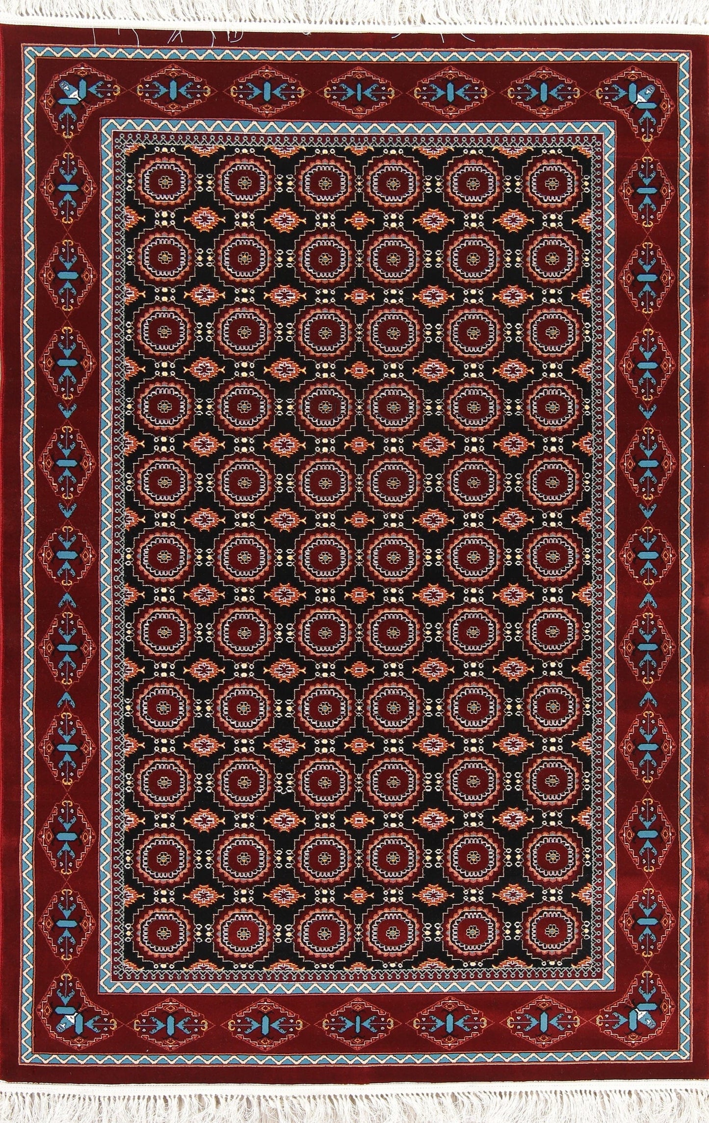 All-Over Black Geometric Hereke Turkish Oriental 5x7 Area Rug