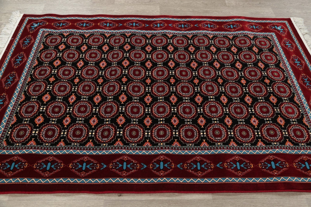 All-Over Black Geometric Hereke Turkish Oriental 5x7 Area Rug