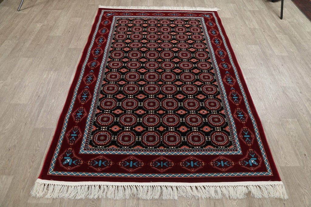 All-Over Black Geometric Hereke Turkish Oriental 5x7 Area Rug