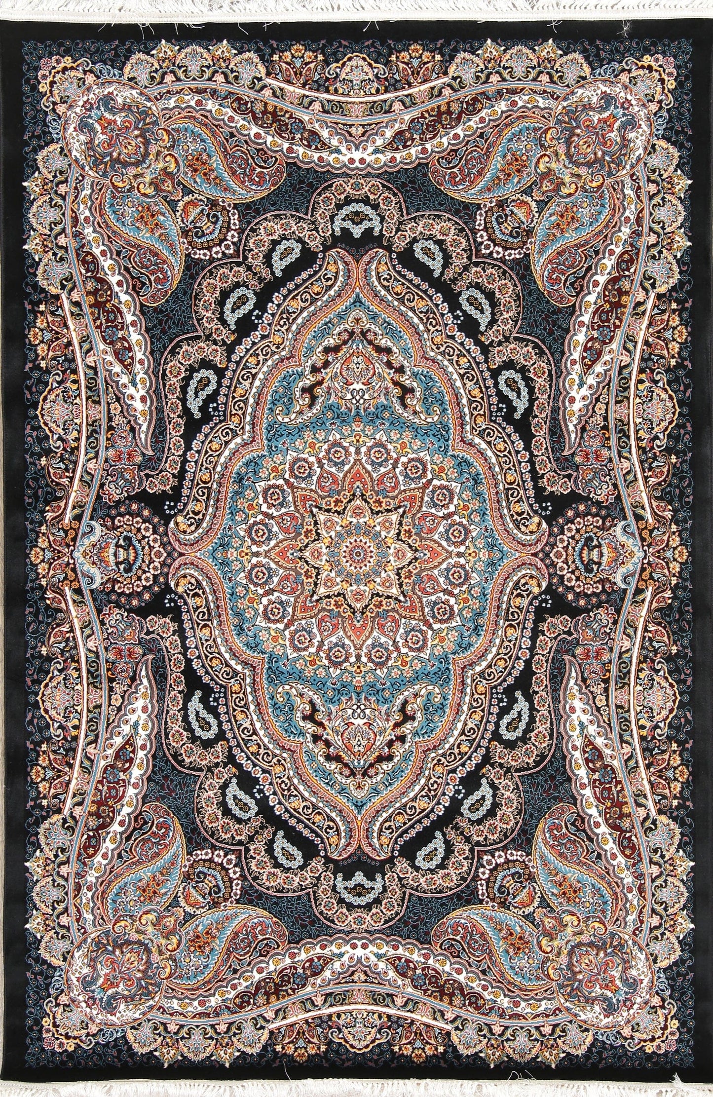 Black Floral Hereke Turkish Oriental 5x7 Area Rug