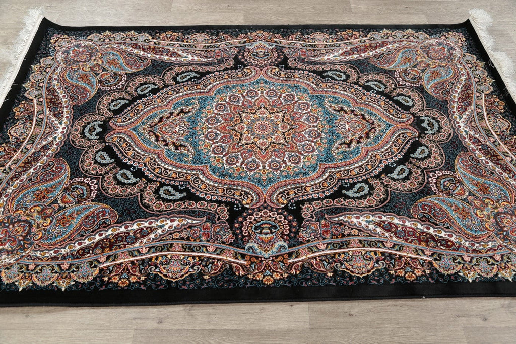 Black Floral Hereke Turkish Oriental 5x7 Area Rug