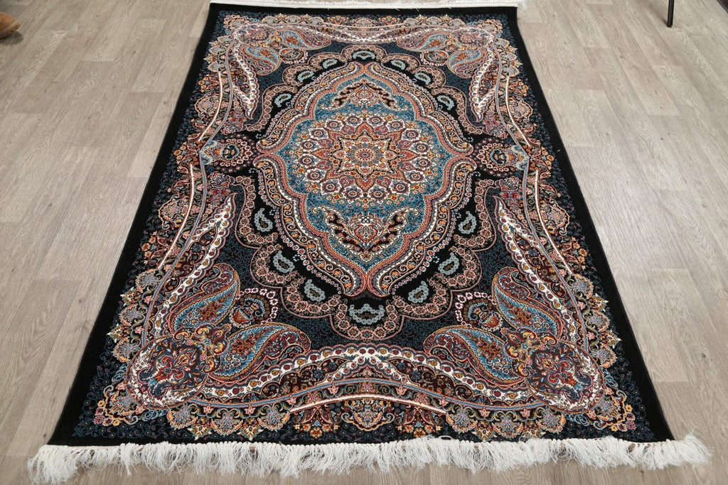 Black Floral Hereke Turkish Oriental 5x7 Area Rug