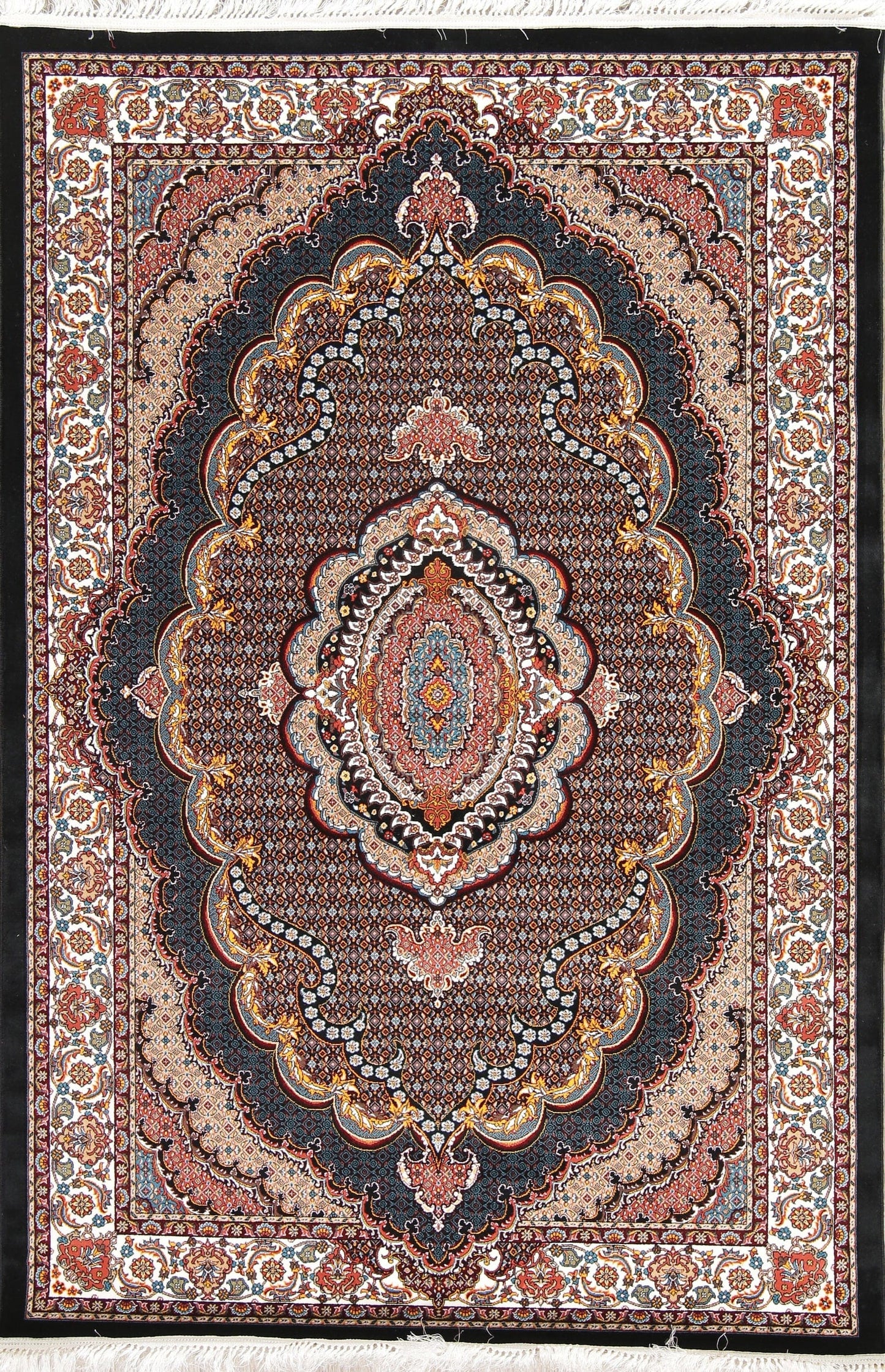 Floral Black Hereke Turkish Oriental 5x7 Area Rug