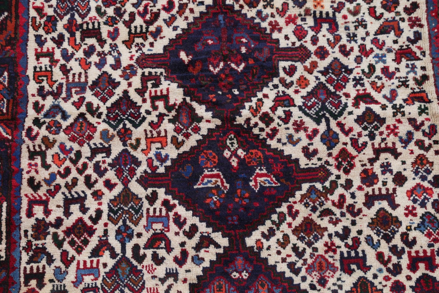 One-of-a-Kind Tribal Geometric Abadeh Persian Hand-Knotted 4x6 Wool Area Rug
