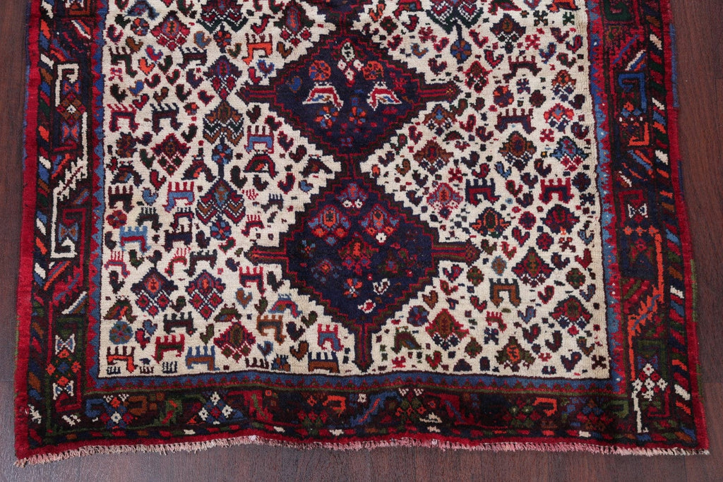 One-of-a-Kind Tribal Geometric Abadeh Persian Hand-Knotted 4x6 Wool Area Rug