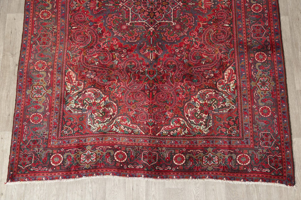 Traditional Floral Red Heriz Persian Hand-Knotted 7x9 Wool Area Rug